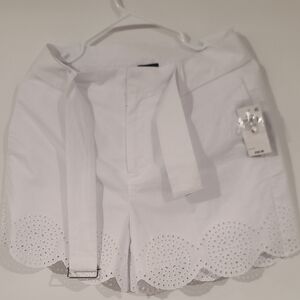 Bloom White High Waist Eyelet Shorts